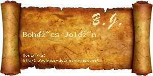 Bohács Jolán névjegykártya