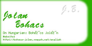 jolan bohacs business card